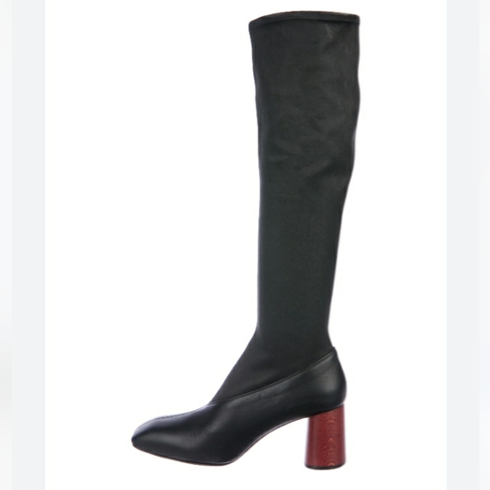 Helmut Lang Black and Brown Heeled Boots - Picture 2 of 10